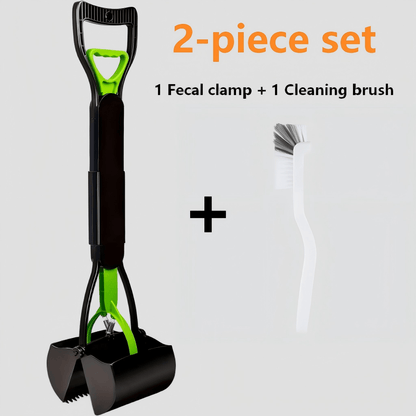 Ramasse-crottes pliable et portable pour chien avec brosse de nettoyage - Pince dentelée robuste pour jardins, pelouses et graviers, outil de ramassage des déjections sans angle mort, conception durable haute résistance