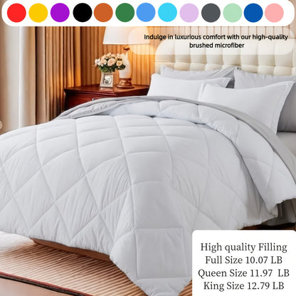Ensemble de literie 7 pièces pour lit Queen/King – Parure de lit en microfibre douce à plis pincés, comprenant une couette, un drap-housse, un drap plat et 4 taies d'oreiller, ensemble de literie toutes saisons pour la maison et le dortoir