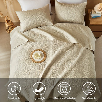 Ensemble de courtepointe d'été rafraîchissante 2-3 pièces, couvre-lit en microfibre légère et respirante – Couvre-lit au motif de pièces moderne, format simple, grand ou très grand, toutes saisons, choix de couleurs, cadeau de vacances pour la famille