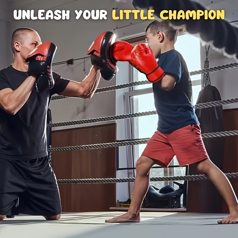 Gants de boxe pour enfants, garçons et filles – Gants d'entraînement jeunesse motif flamme pour sac de frappe, kickboxing, MMA, sparring et boxe thaï, cadeau de sport pour débutants (Rouge flamme / Bleu flamme)
