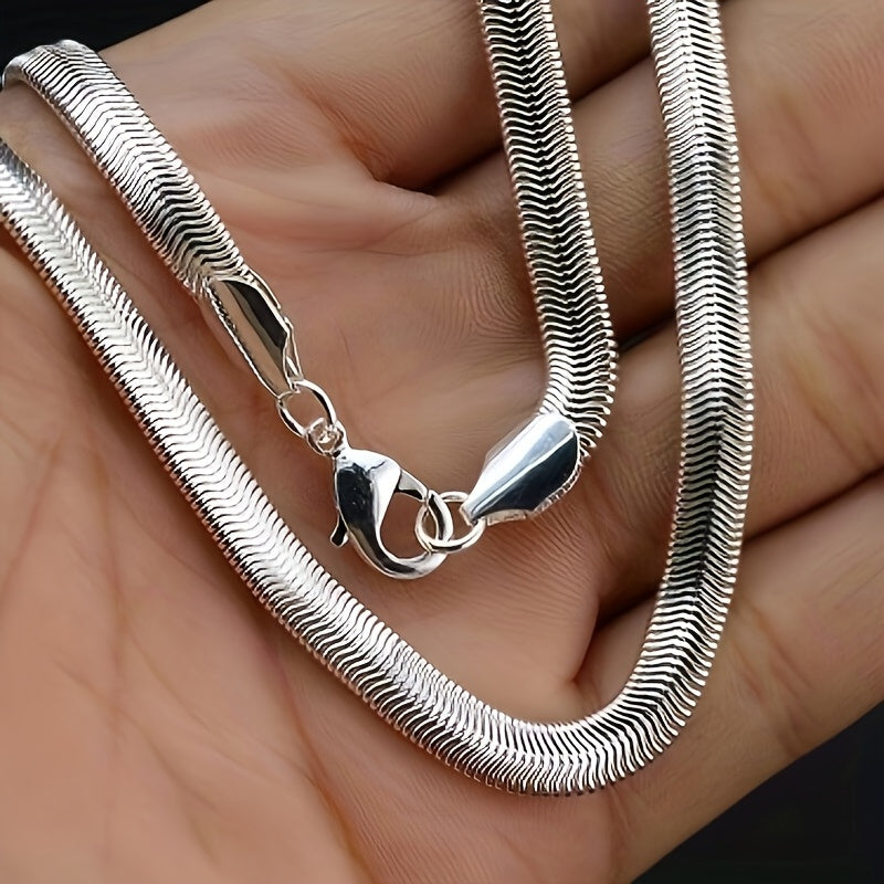 Collier chaîne serpent plat en argent sterling S925 unisexe – Collier artisanal hypoallergénique, longueurs de 18 à 22 pouces, style superposable, cadeau idéal pour elle ou lui