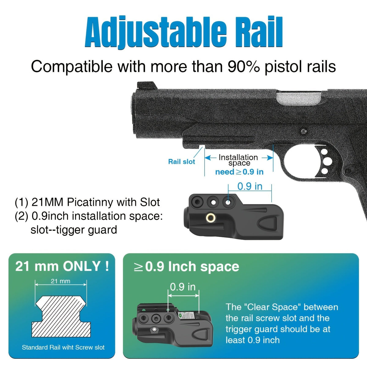 Viseur laser multicolore rechargeable par USB – Laser pour pistolet à profil bas sur rail Picatinny, vert, rouge, bleu, violet, infrarouge, 1 mW–5 mW, corps en polyamide, accessoire tactique compact pour arme à feu