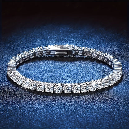 Bracelet tennis en argent sterling 925 et moissanite pour femmes et hommes – Bracelet hip-hop de luxe style zircon cubique, tailles 15 à 23 cm, cadeau d'anniversaire ou de mariage