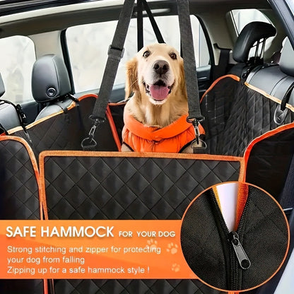 Housse de siège auto pour chien avec 4 poches - Coussin de siège imperméable et antidérapant pour chiens moyens et grands, housse de siège arrière intégrale anti-taches, tapis de voiture universel pour chien, noir