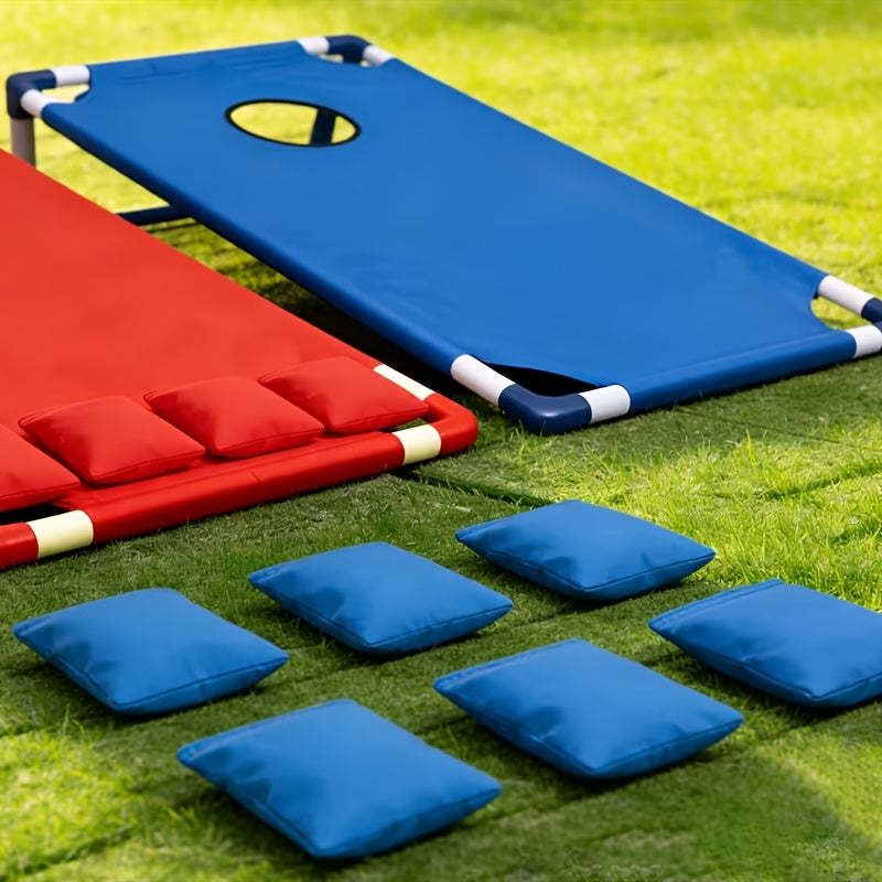 Jeu de cornhole portable avec 6 sacs de haricots rouges et bleus en coffret cadeau, jeu de lancer pour le jardin, activités familiales en plein air, voyages, fêtes et rassemblements, jeu de lancer facile à installer pour les 5 ans et plus
