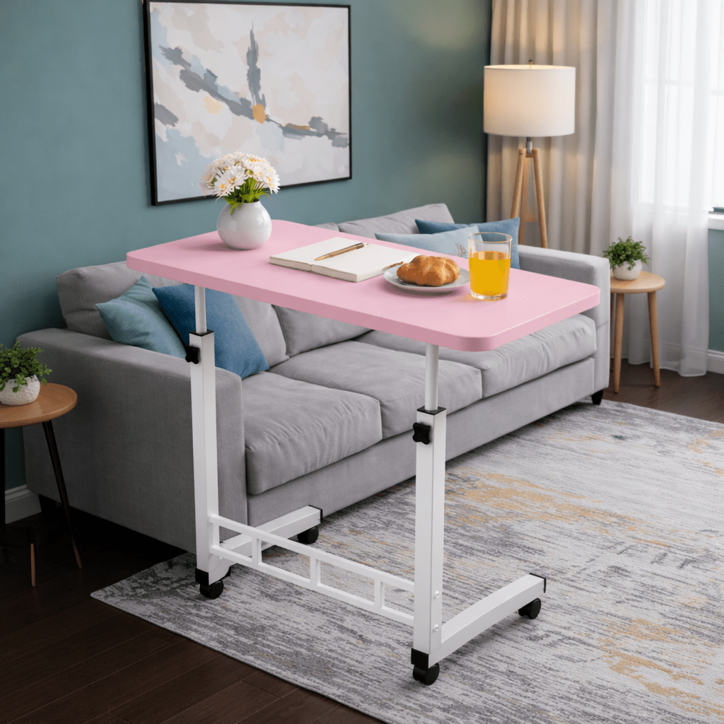 Table pour ordinateur portable mobile réglable en hauteur avec roulettes, bureau d'ordinateur de chevet roulant pour lit et canapé, table d'appoint pour chambre, dortoir et petits espaces, disponible en 8 couleurs
