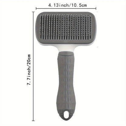 Brosse de toilettage autonettoyante pour animaux – Outil de massage et de démêlage doux pour la peau pour chiens et chats à poils longs et courts – Brosse carde facile à démonter et autonettoyante en un clic pour l'élimination des poils morts