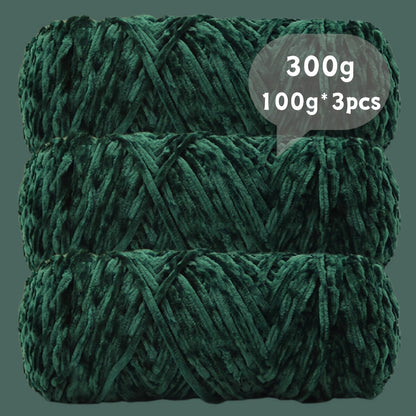 Fil chenille velours, lot de 3 pelotes de 300 g (3 x 100 g), laine douce et épaisse pour tricot et crochet, 47 couleurs, idéal pour débutants, artisanat de luxe pour pulls, écharpes, bonnets, poupées, sacs, amigurumi et projets DIY