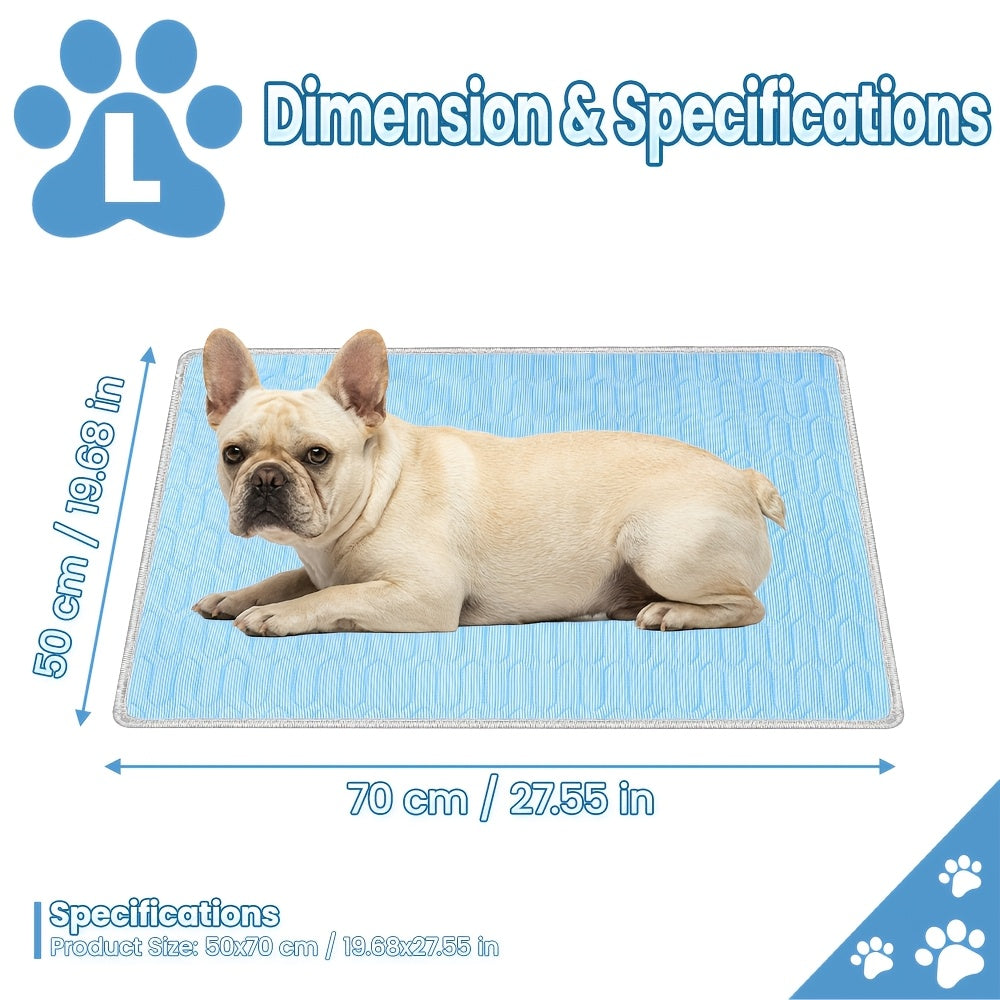 Tapis rafraîchissant pour animaux été 2026 – Coussin de couchage absorbant et effet frais pour chiens et chats, maintient les animaux au frais tout l'été, 3 tailles M/L/XL pour petits, moyens et grands animaux (bleu)