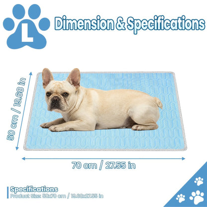 Tapis rafraîchissant pour animaux été 2026 – Coussin de couchage absorbant et effet frais pour chiens et chats, maintient les animaux au frais tout l'été, 3 tailles M/L/XL pour petits, moyens et grands animaux (bleu)