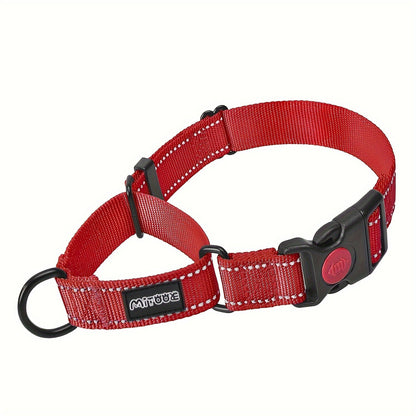 Collier pour chien en nylon réfléchissant avec boucle à dégagement rapide – Collier de dressage réglable et antidérapant pour petits, moyens et grands chiens, collier de sécurité pour les promenades nocturnes avec bande réfléchissante haute visibilité