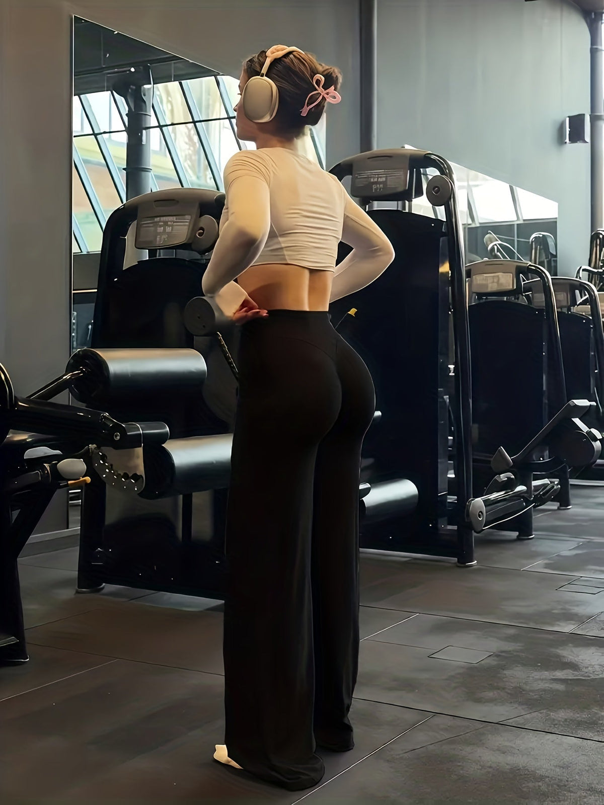 Pantalon de yoga large à taille haute, hautement élastique et offrant une couvrance totale - Legging évasé grande taille pour le sport, le fitness, l'entraînement et le quotidien, toutes saisons, S-XL