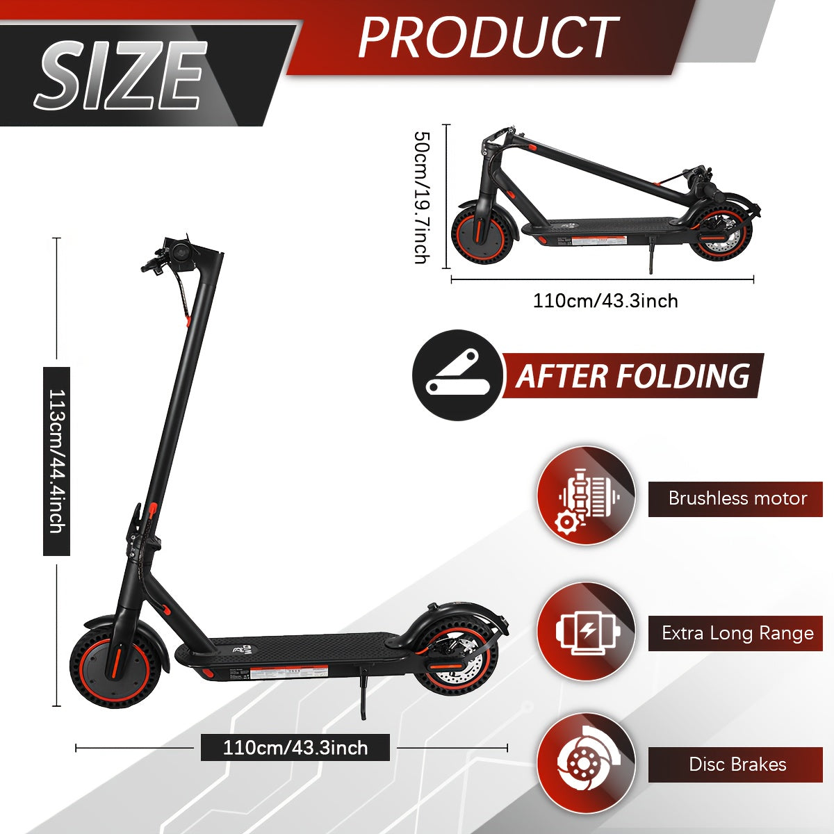 Trottinette électrique pliable pour adulte, moteur 350 W - pneus de 8,5 pouces, autonomie jusqu'à 34 km (21 miles), 3 modes de vitesse, écran LED, phare avant, batterie au lithium haute capacité - Noir (autonomie de 30 ou 34 km)