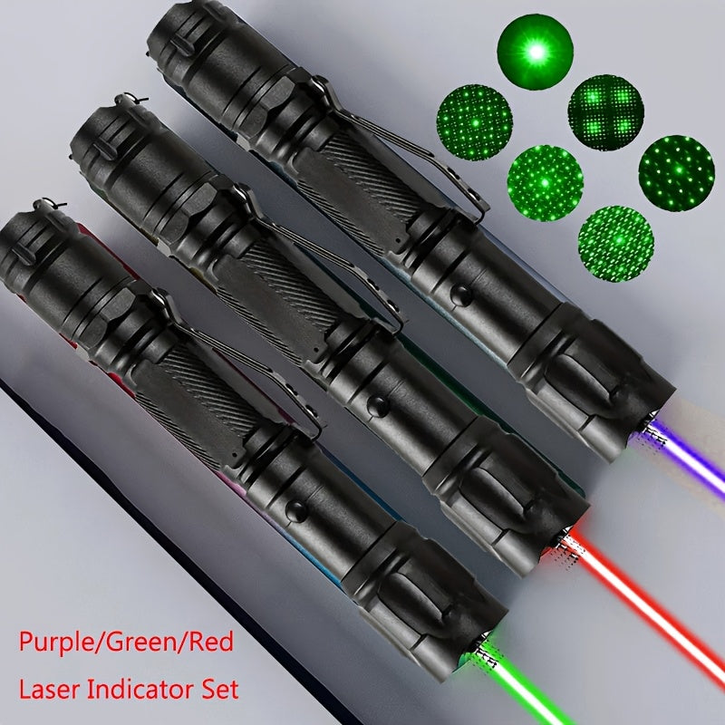 Pointeur laser haute puissance avec batterie et chargeur, lampe torche laser tactique rouge, verte et violette pour présentations en intérieur, camping, randonnée et observation des étoiles, faisceau longue portée