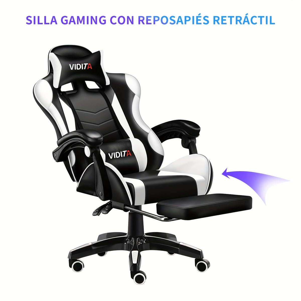 Chaise de bureau gaming ergonomique style course avec soutien lombaire, dossier haut réglable pour adultes et adolescents, fauteuil inclinable pour ordinateur PC