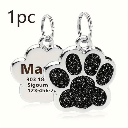 Plaque d'identification pour chien gravée au laser sur mesure - Médaille personnalisée avec motif de patte de chat, durable et résistante à la décoloration pour chiens et chats, 7 options de couleurs (argent, noir, violet, rose, rouge, bleu, bleu lagon)