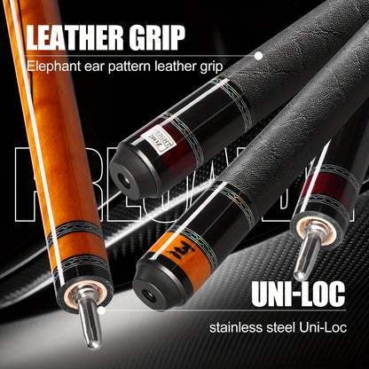 Queue de billard en fibre de carbone PREDAIDR série SP 58" – Queue de billard professionnelle à faible déflexion, procédé 12,5 mm, grip en cuir, joint 3/8x8, 19-20 oz