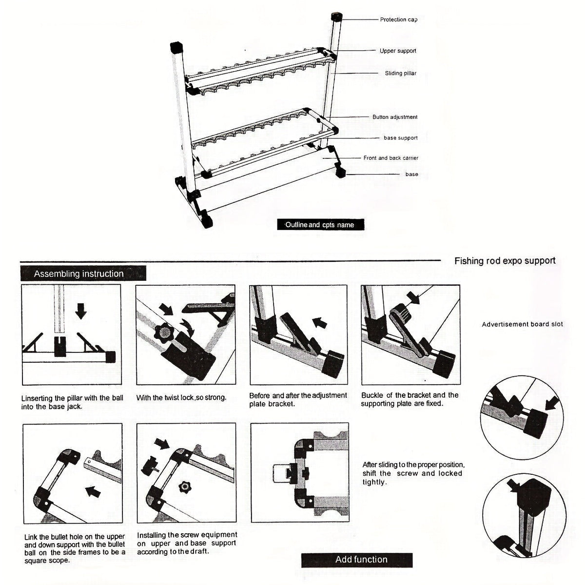Support de cannes à pêche portable pour 24 cannes, en alliage d'aluminium résistant à la rouille avec poignées rembourrées - Rangement léger pour garage, chalet, chambre et équipement de pêche