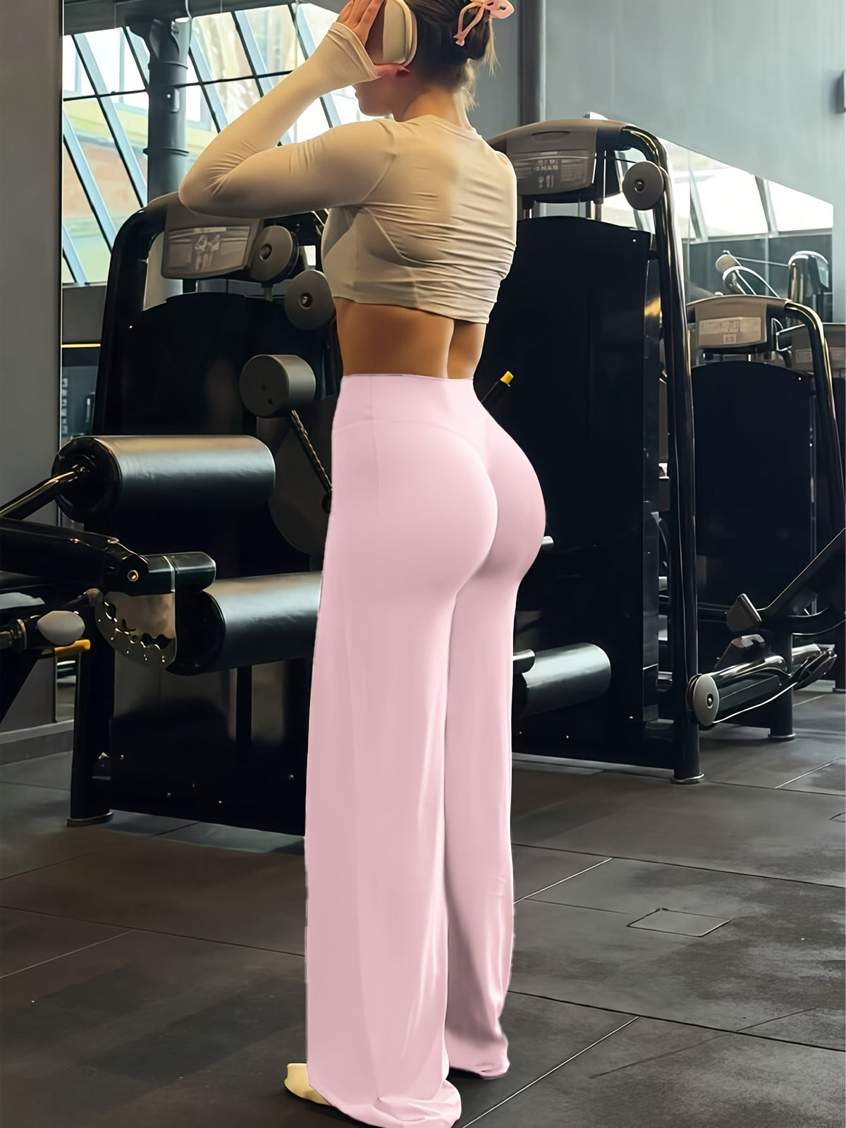 Pantalon de yoga large à taille haute, hautement élastique et offrant une couvrance totale - Legging évasé grande taille pour le sport, le fitness, l'entraînement et le quotidien, toutes saisons, S-XL