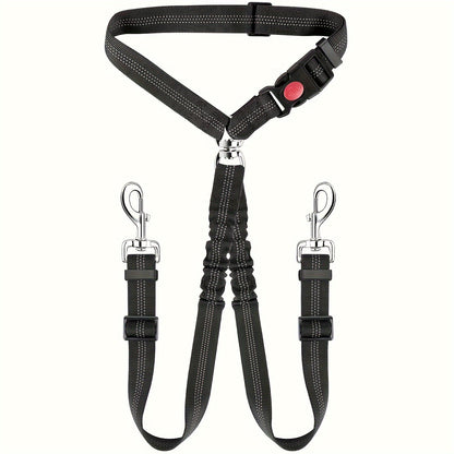 Double ceinture de sécurité pour 2 chiens, attache appuie-tête anti-enchevêtrement, laisse élastique réglable pour la sécurité des chiens de petite, moyenne et grande taille en voiture