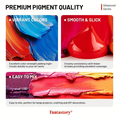 Ensemble de peinture acrylique professionnelle, 24 couleurs, grand format 60 ml, avec 12 pinceaux – Peintures acryliques riches en pigments et épaisses pour toile, bois, pierre, verre et céramique – Fournitures d'art pour débutants et artistes