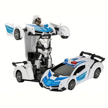 Voiture télécommandée robot 2-en-1 à l'échelle 1:18, transformation en un clic, dérapage à 360°, voiture robot radiocommandée 2,4 G avec lumières LED pour enfants garçons de 3 ans et plus, cadeau d'anniversaire