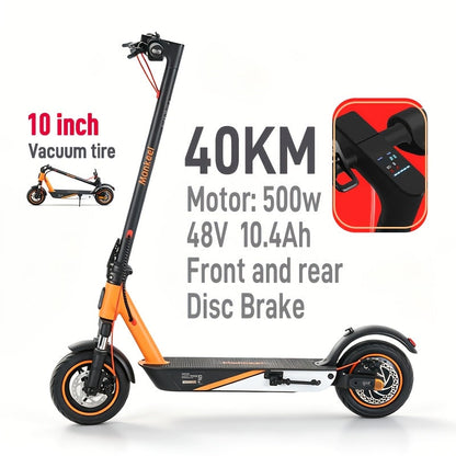 500W Electric Scooter for Adults & Teens 48V App Control – 25-Mile Range, 10" Vacuum Tires, 25° Climbing, Dual Suspension, Dual Disc Brakes, LED Turn Signal – Foldable Commuter E-Scooter Gift