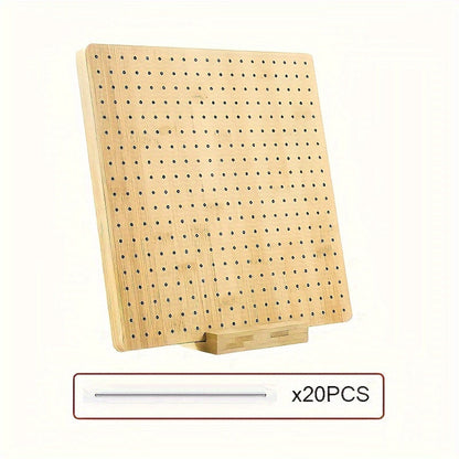 Ensemble de planche de blocage pour crochet en bois avec 20 épingles en acier et base, kit de blocage de tricot réutilisable pour mettre en forme des châles en dentelle, pulls, fournitures d'art de tricot pour débutants