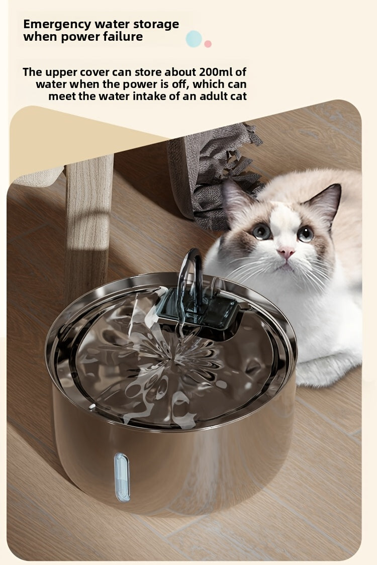 Fontaine à eau pour animaux en acier inoxydable 7 L (236 oz) – Distributeur d'eau automatique pour chats et chiens avec filtres de rechange, alimenté par USB et fenêtre de niveau d'eau – Modèle FT007