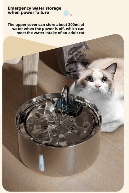 Fontaine à eau pour animaux en acier inoxydable 7 L (236 oz) – Distributeur d'eau automatique pour chats et chiens avec filtres de rechange, alimenté par USB et fenêtre de niveau d'eau – Modèle FT007