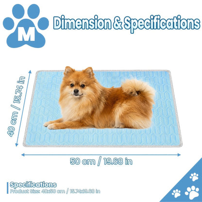 Tapis rafraîchissant pour animaux été 2026 – Coussin de couchage absorbant et effet frais pour chiens et chats, maintient les animaux au frais tout l'été, 3 tailles M/L/XL pour petits, moyens et grands animaux (bleu)