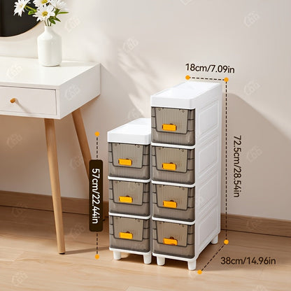 Meuble de rangement fin à roulettes avec tiroirs, organisateur en PP imperméable à 3, 4, 5 ou 6 niveaux pour salle de bain, cuisine, chambre, petits espaces – Tour de rangement étroite