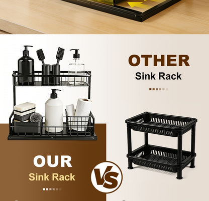 Pull Out Under Sink Organizer 2-Tier Slide-Out Cabinet Shelf, Kitchen Bathroom Utility Rack Storage Shelves, Sliding Cabinet Organizer for Under Sink Kitchen Bathroom Pantry – 1 or 2 Pack Options