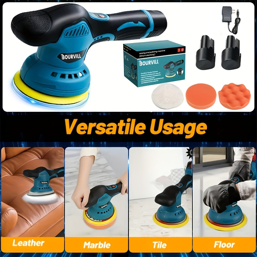 Polisseuse de voiture sans fil 8 vitesses 5000 tr/min plateau 5 pouces – Kit de polissage double alimentation batterie et secteur pour élimination des rayures, esthétique automobile et correction de peinture – Variantes rouge, jaune et machine à polir