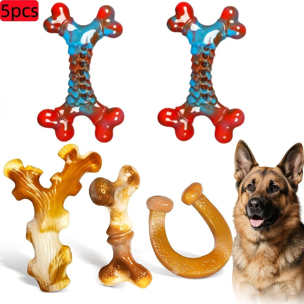Jouets à mâcher indestructibles pour chiens destructeurs de grande race - Jouet à mâcher robuste et durable, lot de 1, 2, 4 ou 5, design rayé, jouet ultra-résistant pour grands chiens, nettoyage des dents et soulagement de l'ennui
