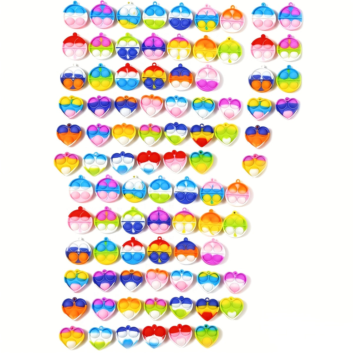 Lot de porte-clés sensoriels anti-stress pour enfants - 24 / 50 / 90 pièces, porte-clés multicolores avec attache, cadeaux d'invités, prix pour anniversaires, récompenses scolaires et surprises pour sacs de friandises d'Halloween