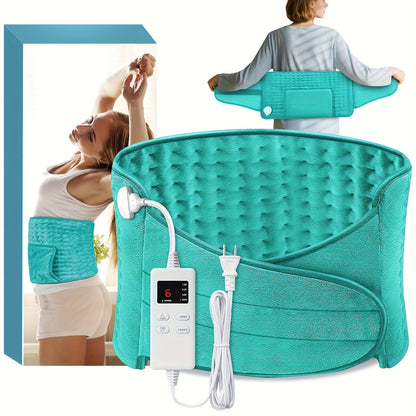 Ceinture chauffante électrique pour soulager les maux de dos, 30 x 60 cm – 6 niveaux de chaleur (40-65°C), arrêt automatique après 6 heures, 4 minuteurs, tour de taille réglable (60-115 cm), coussin chauffant lavable pour hommes et femmes