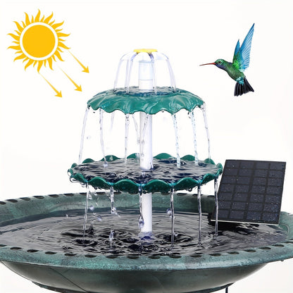 Fontaine à oiseaux solaire à 3 niveaux 3,5 W – Pompe de fontaine solaire pour décoration de jardin ou cour extérieure, sans câblage, vert foncé, bleu clair ou fontaine seule, options à un ou trois niveaux