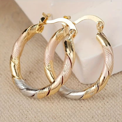 Boucles d'oreilles créoles torsadées plaquées or 14 carats pour femmes – Créoles rondes bohèmes vintage, cuivre sans nickel, parfaites pour un usage quotidien, un mariage, une fête, un anniversaire ou comme cadeau de Noël