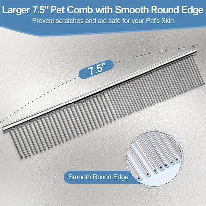 Kit de ciseaux de toilettage professionnels pour animaux 6 en 1 – Acier inoxydable 4CR revêtu de titane, bouts ronds de sécurité, universels pour droitiers et gauchers, ciseaux de toilettage robustes pour chiens, chats et tous les animaux