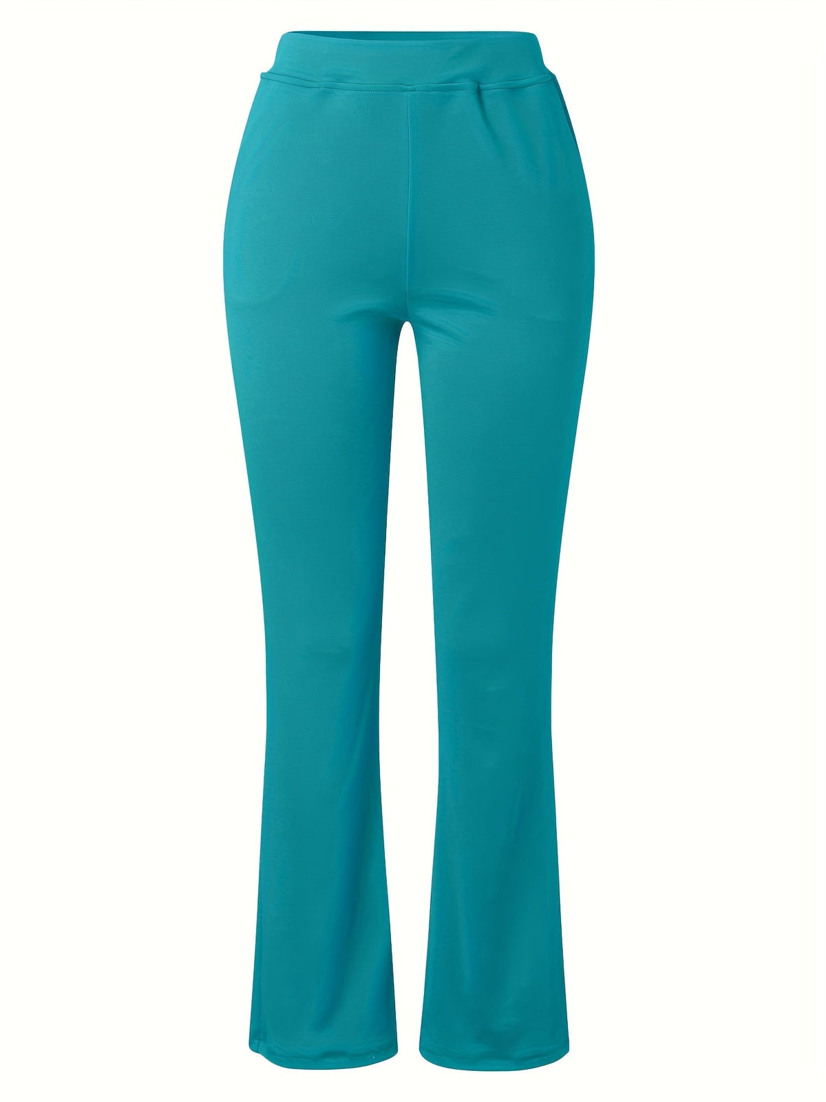 Pantalon femme taille haute évasé et stretch | Pantalon jambes larges à taille élastique avec poches décontracté élégant printemps été pantalon long