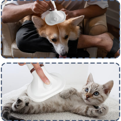 Sèche-poils pour animaux 2-en-1 avec brosse carde autonettoyante – Séchoir de toilettage portable pour chiens et chats, 3 réglages de température, silencieux, poils en acier inoxydable, outil de toilettage pour la maison et les voyages