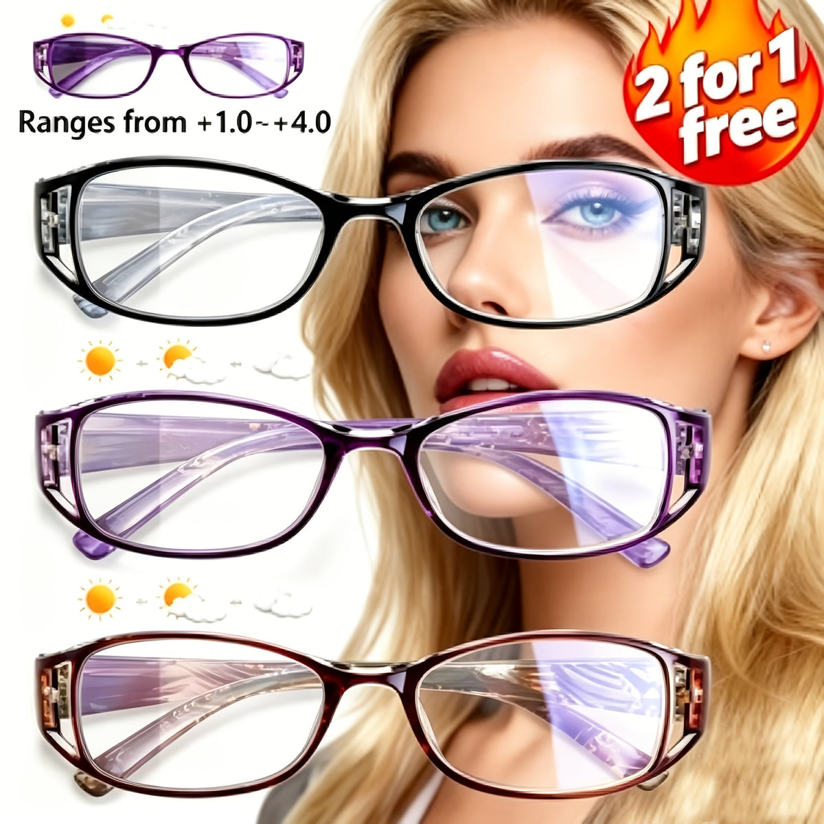 Lot de 3 paires de lunettes de lecture pour femmes, monture ultra-légère à motif floral, lunettes de presbytie élégantes, ensemble combiné, corrections de +1,00 à +4,00, super rapport qualité-prix, cadeau idéal pour femmes
