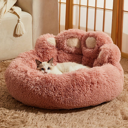 Panier pour animaux en forme de patte d'ours, peluche douce et chaude, lit douillet façon canapé rembourré pour chiens et chats, 6 couleurs : gris, rose, café, tailles M, L, XL, XXL, XXXL, lit d'hiver confortable pour chien et chat