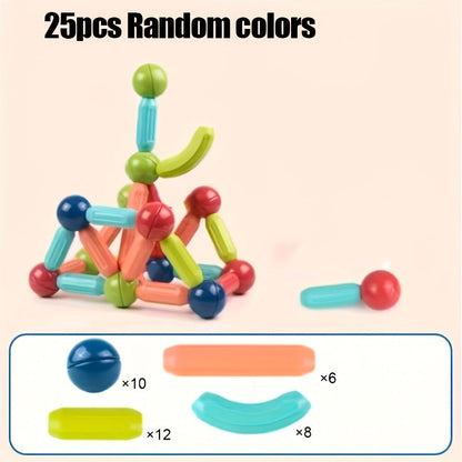 Kids Magnetic Building Blocks – STEM Educational Toy Ages 3+, Random Colors, 25pc or 36pc, Creativity & Fine Motor Skills, Gift for Halloween Christmas Back-to-School
