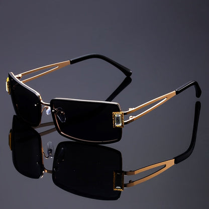 Lunettes de fête carrées à strass pour femmes et hommes – Accessoire de festival hip-hop audacieux, décoration en cristaux de luxe, choix de couleurs, étui et chiffon de nettoyage inclus