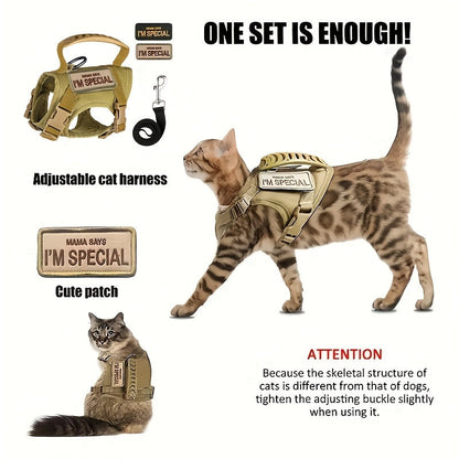 Harnais anti-fugue pour chat avec laisse – Gilet sans traction en maille douce et respirante pour la promenade et le contrôle des chats en extérieur, ajustement sécurisé pour chats de toutes tailles