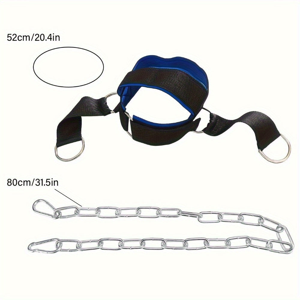 Harnais de musculation pour le cou avec chaîne, renforcement ajustable haute résistance pour athlètes et récupération musculaire – Accessoire de fitness pour entraînement à domicile, noir