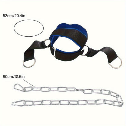Harnais de musculation pour le cou avec chaîne, renforcement ajustable haute résistance pour athlètes et récupération musculaire – Accessoire de fitness pour entraînement à domicile, noir