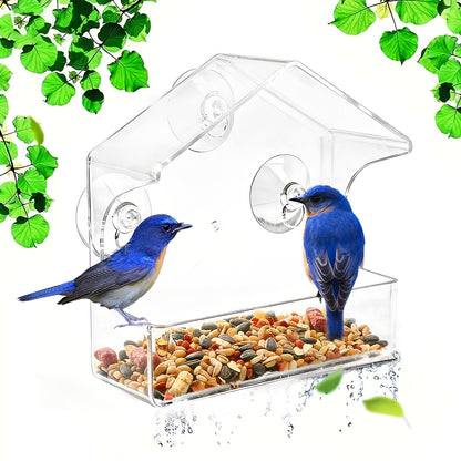 Mangeoire à oiseaux transparente en acrylique avec ventouses - Nichoir transparent pour jardin extérieur, facile à nettoyer, mangeoire pour observer les oiseaux de près depuis vos fenêtres